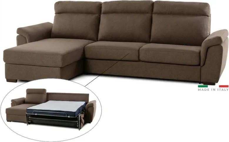 Rohová sedacia súprava na každodenné spanie AZZURRA br. FIORELLO s rozkladom, ľavá, 140, hnedá (como 5 antelope)