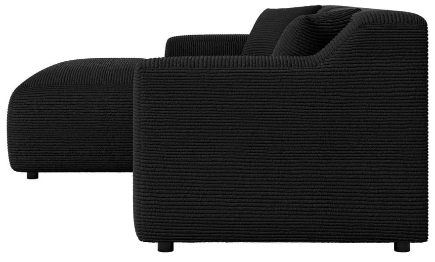 Čierna menčestrová rohová pohovka (ľavý roh/s leňoškou) Martin – Ropez