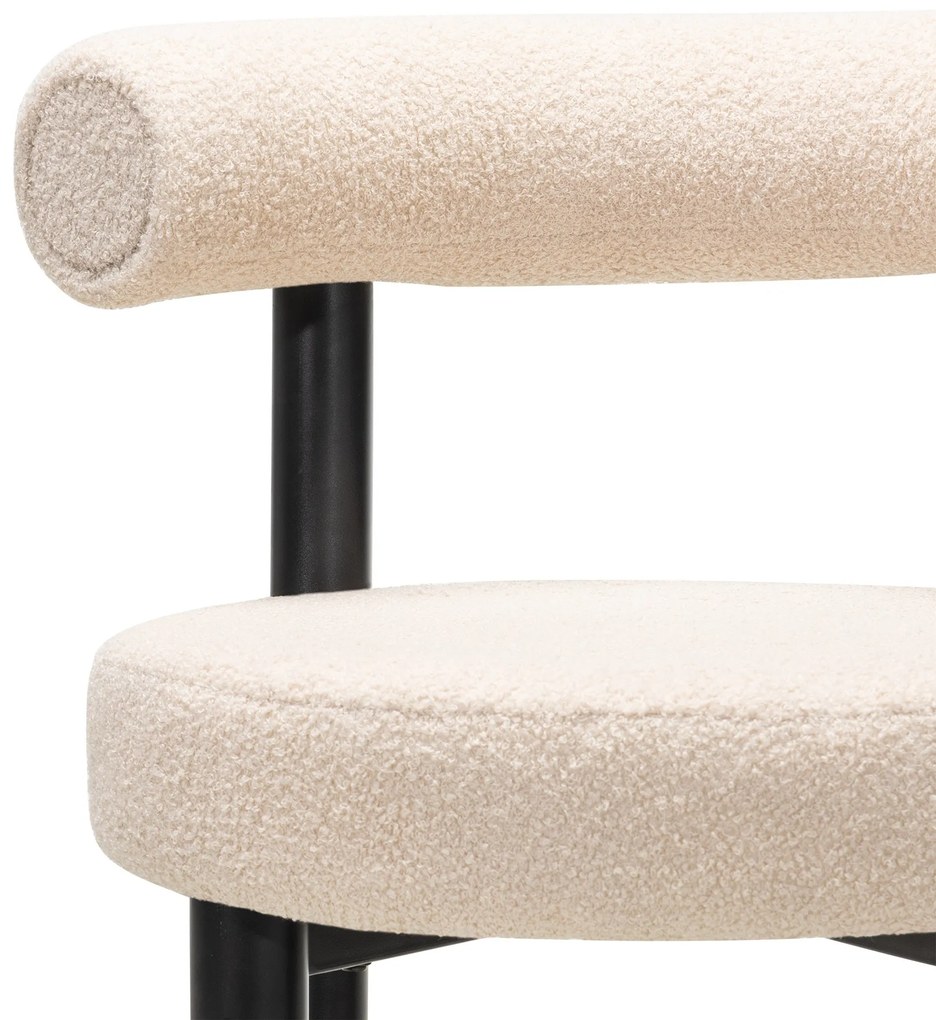 Barová židle Pedro bouclé ecru/černá