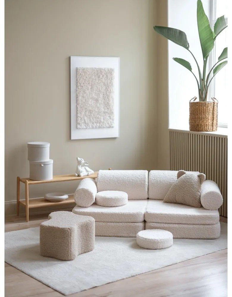 Krémová detská pohovka z textílie buklé 132 cm Settee – Wigiwama