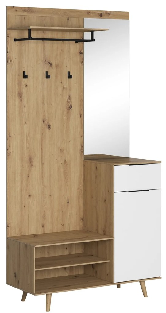Predsieňová stena Nordic B 100 cm dub Artisan/biela