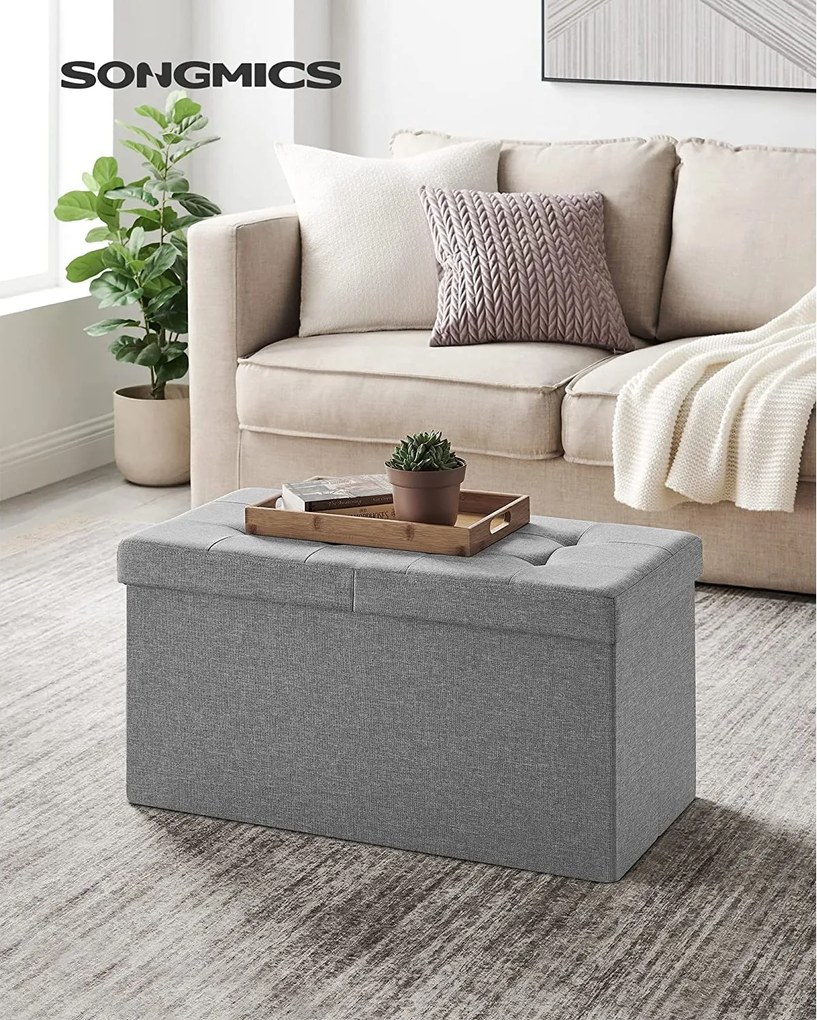 Taburetka 80 L, lavica s úložným priestorom, nosnosť 300 kg, svetlosivá