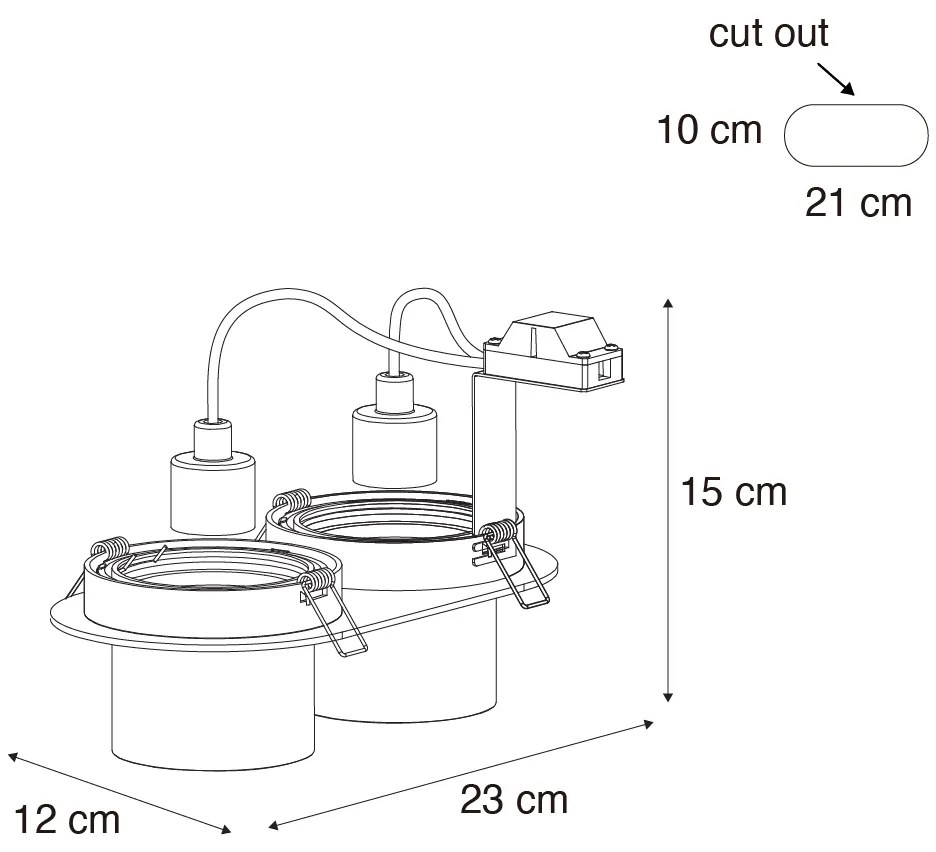 Sada 6 zapustených bodových svetiel čierna GU10 70 mm naklápateľné 2-svetelné - Installa