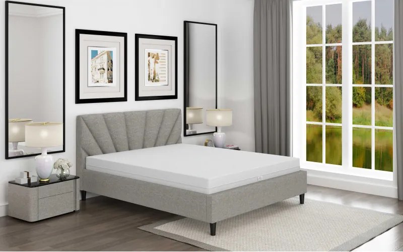 ECOMATRACE ČALÚNENÁ POSTEĽ SOLE 11 V BEŽOVEJ FARBE S ROŠTOM Rozmery 140x200