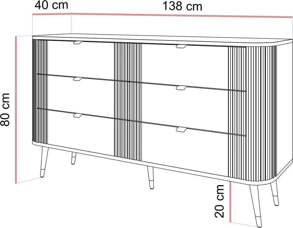Dizajnová komoda KEMAL kašmír 138 cm