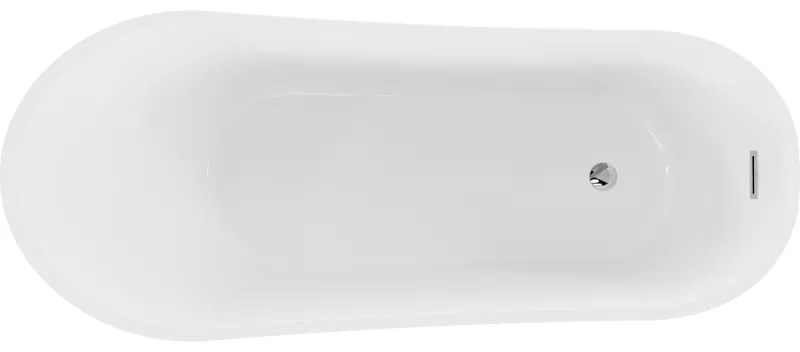 Mexen Alta, voľne stojaca vaňa 170 x 75 cm, biela-čierna, chrómový prepad, 52141707575-01