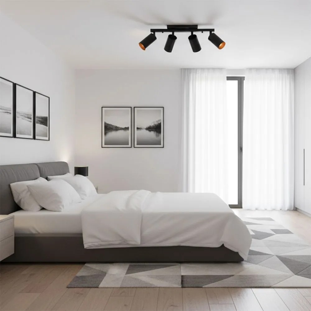 Toolight Toolight, stropné reflektorové svietidlo 4xGU10 60W APP940-4C, čierna, OSW-03858