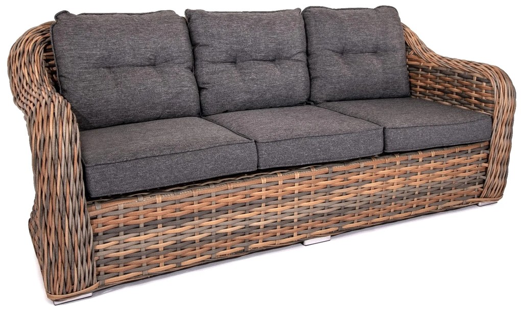 Záhradná ratanová trojsedačka MONTE CARLO hnedo-sivá