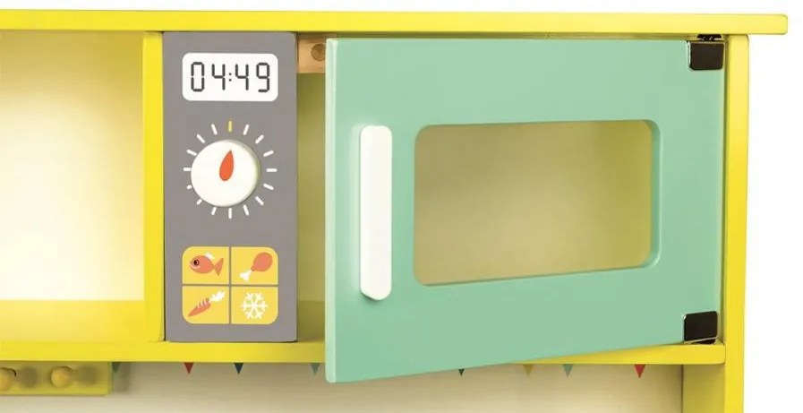 Veľká drevená kuchynka Happy Day žltá zelená