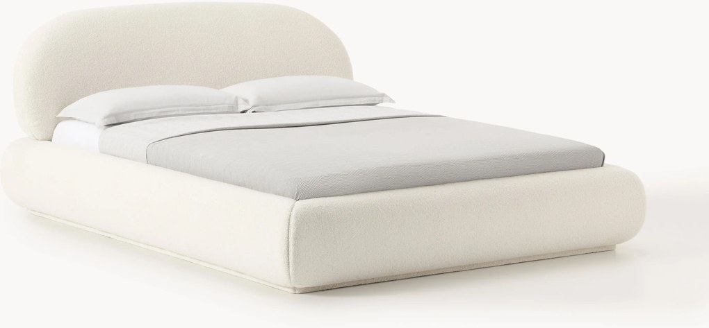 Plyšová čalúnená posteľ s úložným priestorom Alba