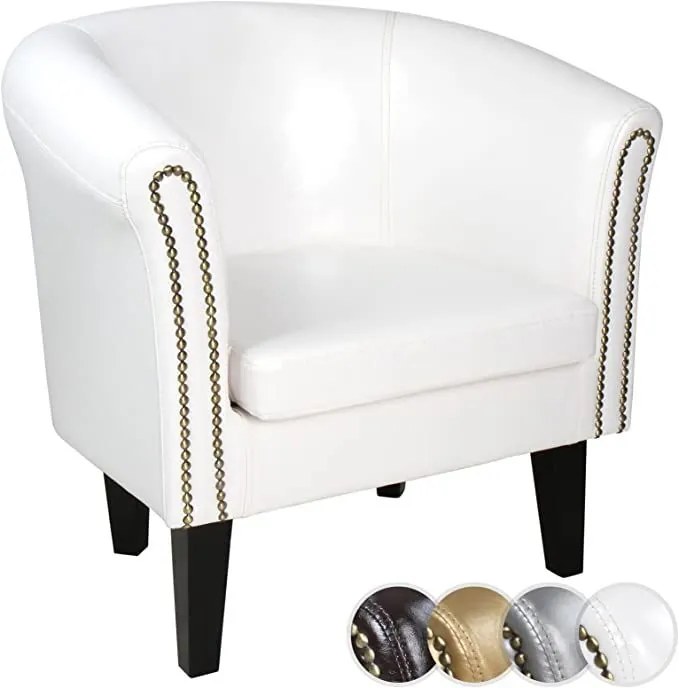 Kreslo Chesterfield, 58 x 71 x 70 cm, biele