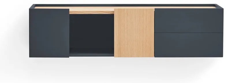 Nízka komoda v dekore duba v antracitovo-prírodnej farbe 110x23 cm Otto – Teulat