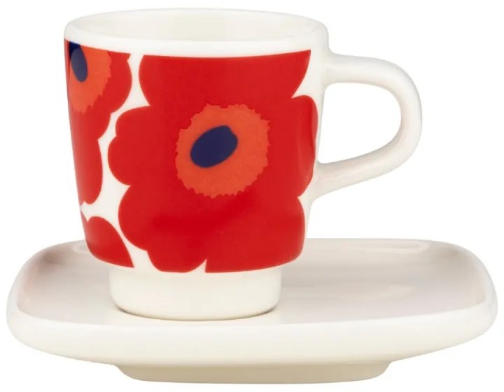 Šálka s podšálkou Oiva Unikko 0,05l, červený