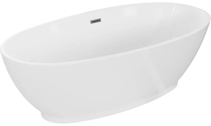 Mexen Bilbao, voľne stojaca vaňa 180 x 90 cm, biela, brúsený grafit prepad, 51311809000-95