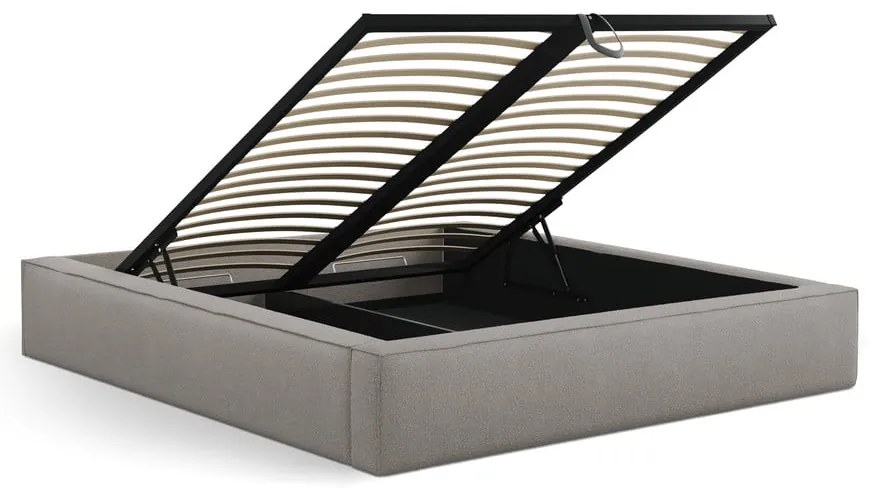 Svetlosivá čalúnená dvojlôžková posteľ s úložným priestorom s roštom 180x200 cm Simon Darren – Micadoni