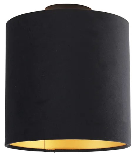 Stropné svietidlo s čiernym a zlatým zamatovým tienidlom 25 cm - Combi Black