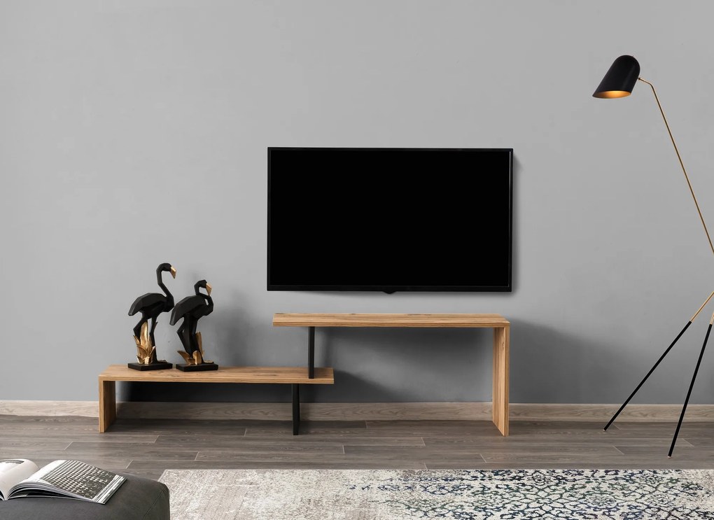 TV stolík/skrinka Ornelia (Čierna + Borovica). Vlastná spoľahlivá doprava až k Vám domov. 1072074