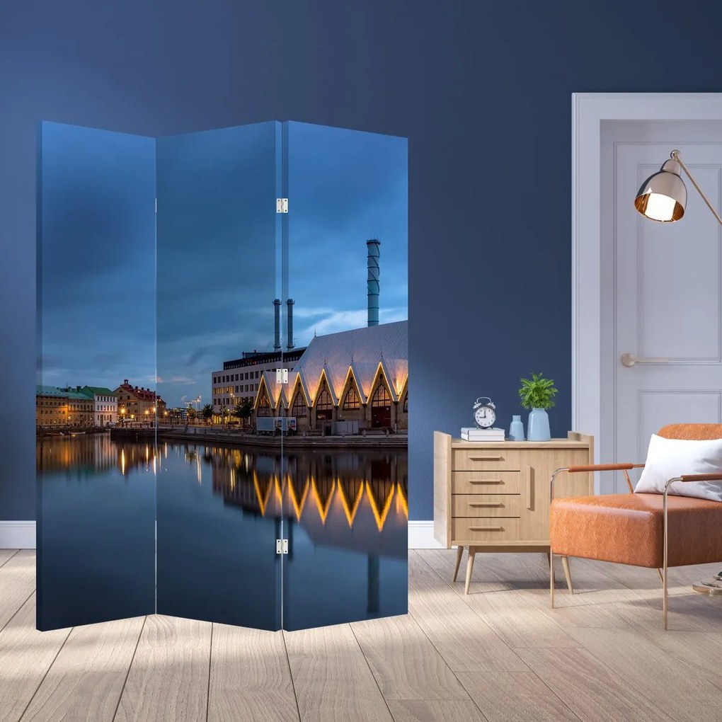 Paraván - Vodný kanál - Göteborg (126x170 cm)