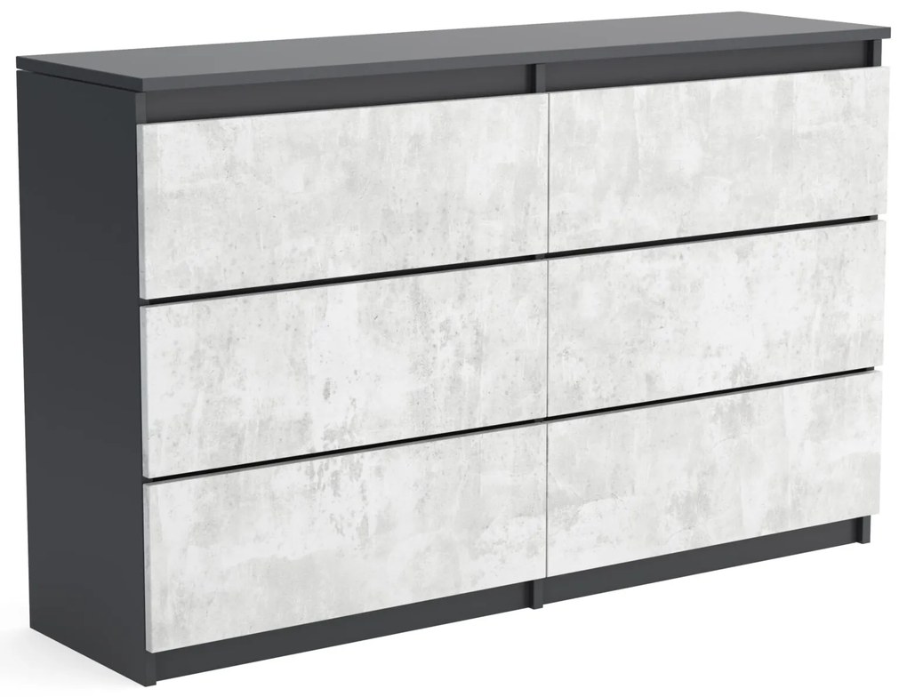 Veľká komoda 6 zásuviek ARIE šírka 120cm Antracit/betón