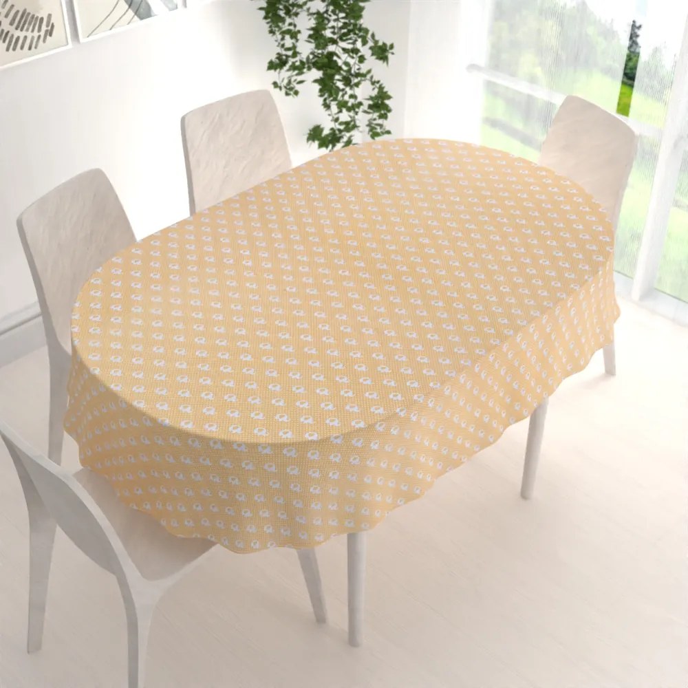 Biante Detský bavlnený oválny obrus Sandra SA-305 Sloníky a bodky na žltom 140x220 cm