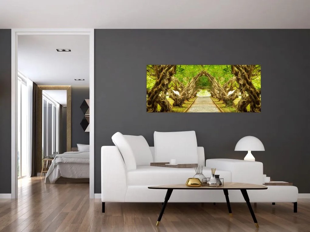 Obraz - Živý tunel z plumérií (120x50 cm)