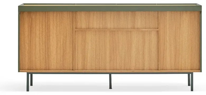 Zelená/v prírodnej farbe nízka komoda v dekore duba 165x78 cm Arista – Teulat