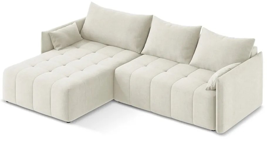 Béžová rozkladacia/s úložným priestorom rohová pohovka (ľavý roh/s leňoškou) Moku – Makamii