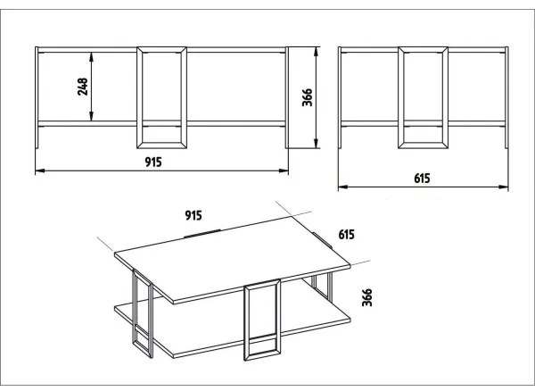Konferenčný stolík POLKA 36,6x91,5 cm zlatá/biela
