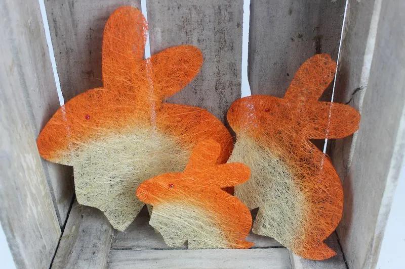 Oranžové dekoračné veľkonočné zajace 3 ks