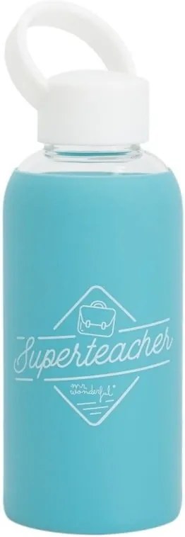 Modrá sklenená cestovná fľaša Mr. Wonderful Superteachers, 450 ml