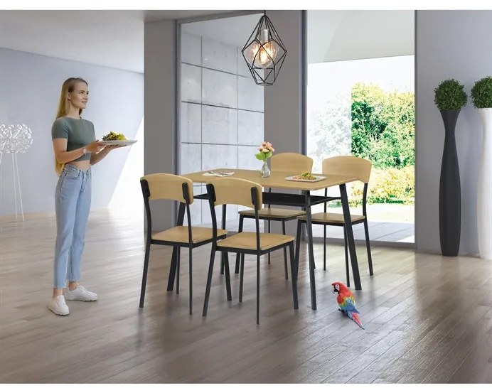 Autronic BONTEC Jedálenský set so 4 stoličkami, 110x70x76cm, mdf, dub, AUT-O2222 OAK Farba: Prírodné