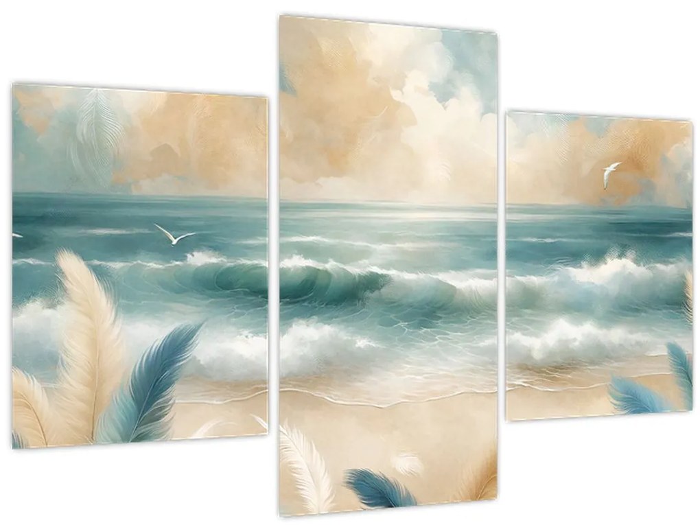 Obraz – Maľovaná pláž v jemných farbách (90x60 cm)
