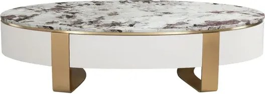Konferenčný stolík Stilig SR923 150 cm biely/zlatý/mramor