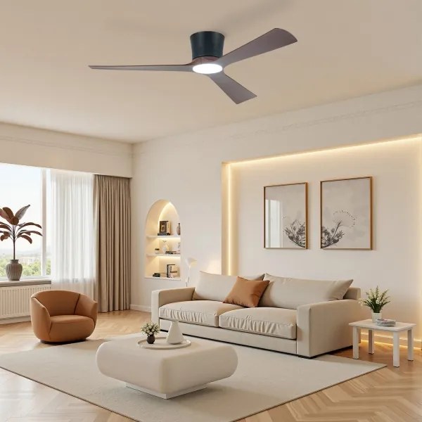 ZEVENTI - LED stropný ventilátor AUREX LED/24W/230V Wi-Fi Tuya čierna/orech + diaľkový ovládač