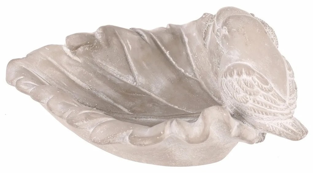 Betónové napájadlo pre vtáčiky List, sivá, 21 x 17 x 9 cm