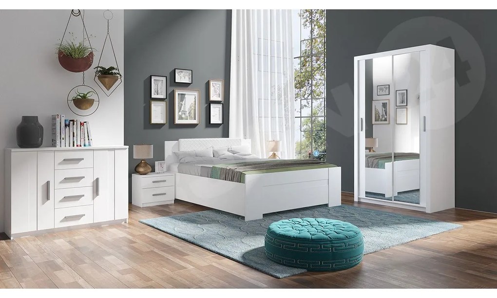 Spálňa Kler II, Farby: biela / biely + ekokoža soft 011 pik