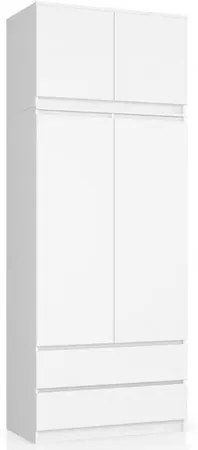 Šatníková skriňa s nadstavbou S90 2 dvierka 2 zásuvky, biela