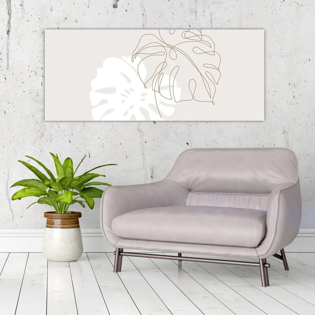 Obraz - Line art monstera N⁰2 (120x50 cm)