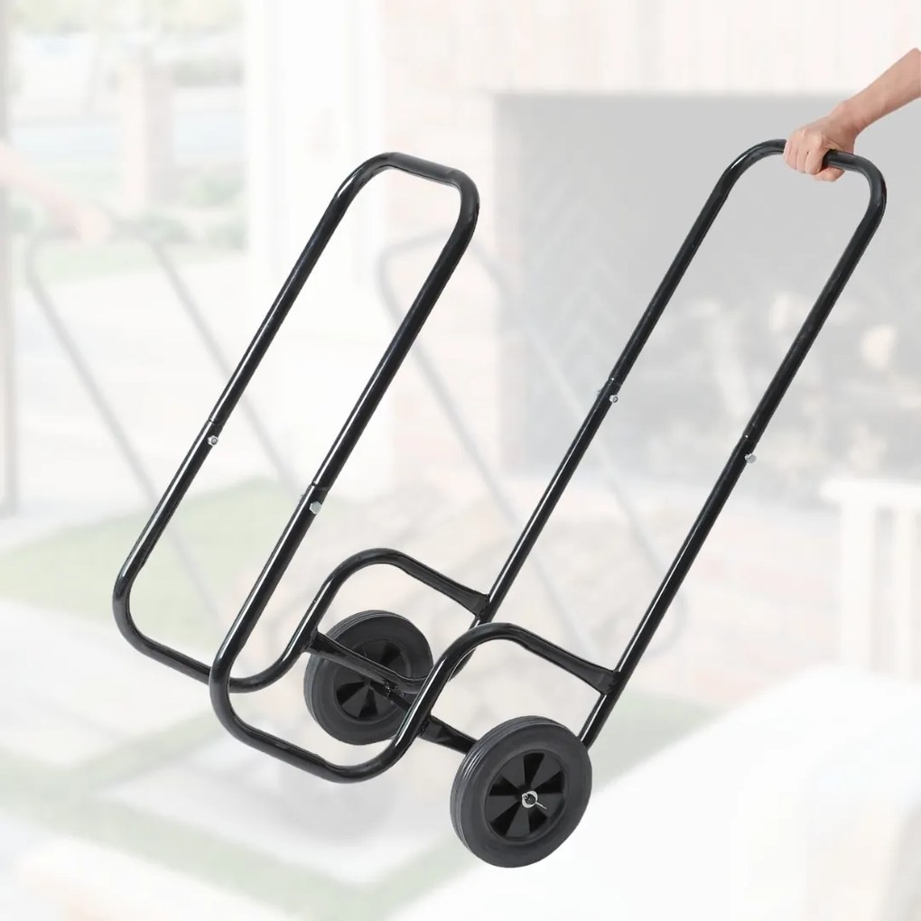 Vozík na palivové drevo AUREL, 56x45x105cm, čierna Gardebruk