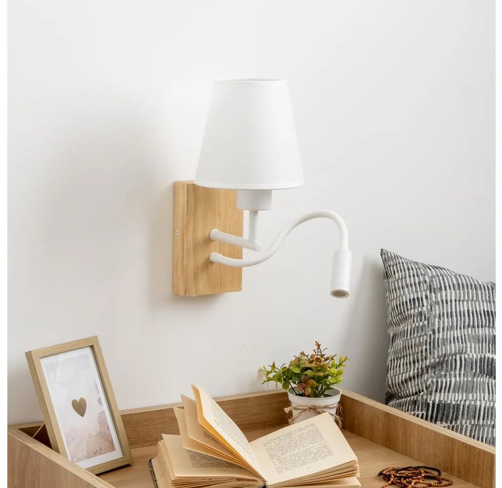 Brilagi - LED Nástenná lampa NUBILA WOOD 1xE27/25W/230V + LED/3W dub/biela