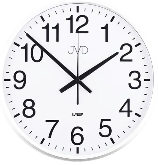 Tiché hodiny JVD HP684.4 – biele, plynulý chod sweep (30 cm)