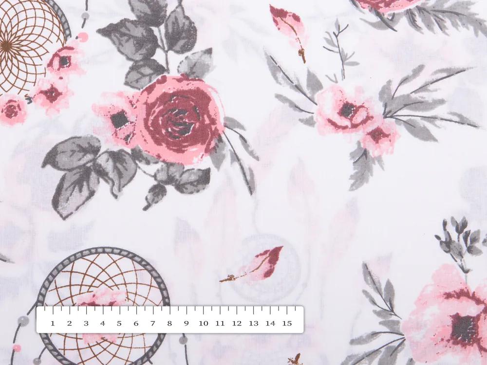Biante Bavlnené prestieranie na stôl Sandra SA-179 Ružové lapače a ruže 35x45 cm