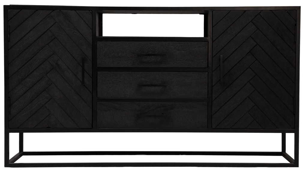 Komoda z mangového dreva Toronto Black 145x80 cm Mahom