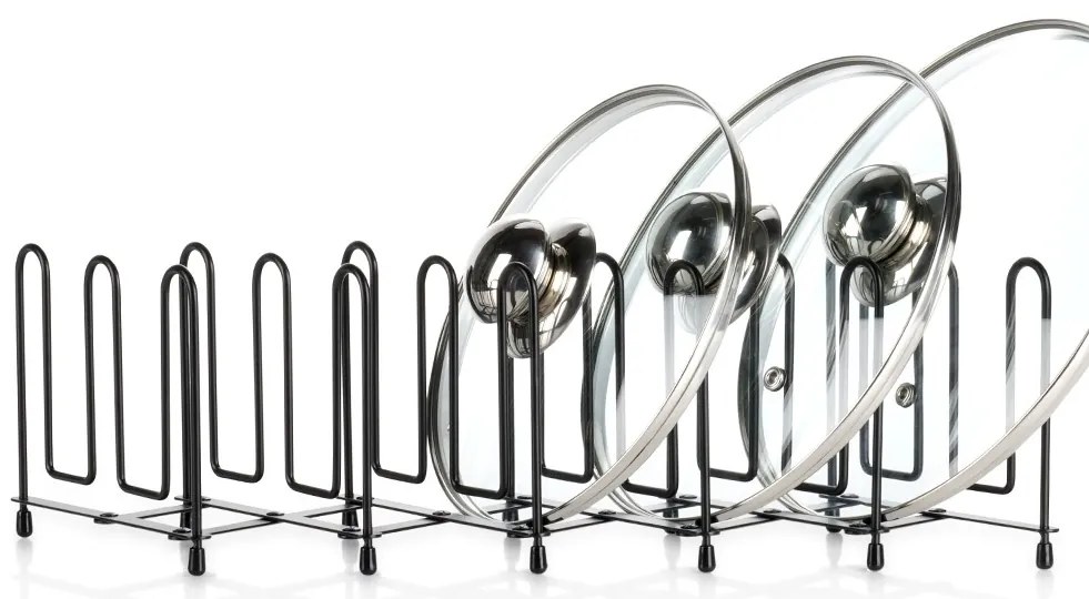 VILDE Organizér na pokrievky a panvice aj knihy HARMONIKA, čierny kov