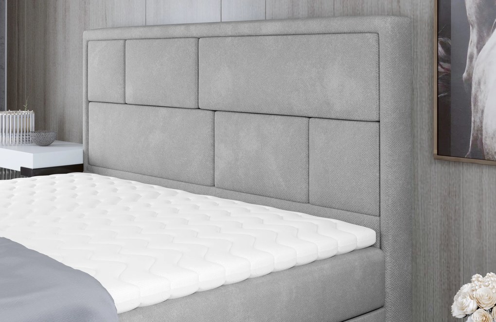 Kvalitná box spring posteľ Meredit 180x200, modrá Monolith