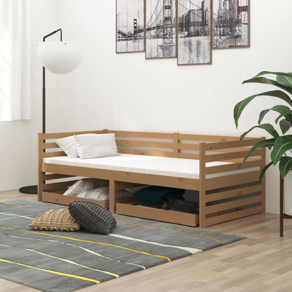 vidaXL Denná posteľ so zásuvkami 90x200 cm hnedá borovicové drevo
