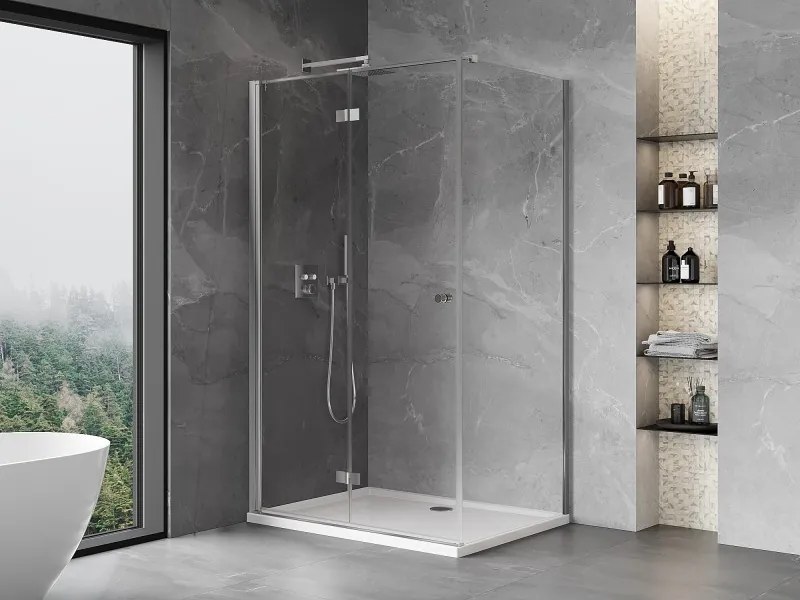 Mexen Mist-F T, 1-krídlový skladací sprchový kút ľavý 105 x 120 cm, číre sklo, chrómový profil, 8A6T-105-120-01-00-L