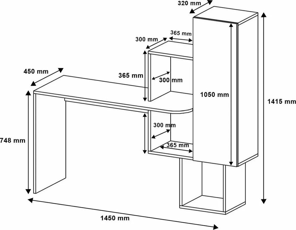 Pracovný stôl Acelya Walnut and Whitefarby