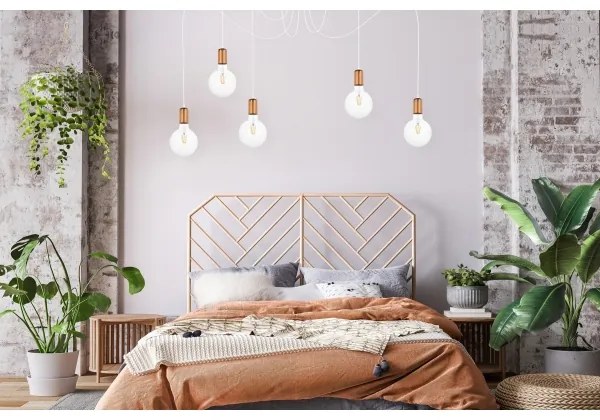 Luster na lanku MIROS 5xE27/60W/230V pavúk biela/medená