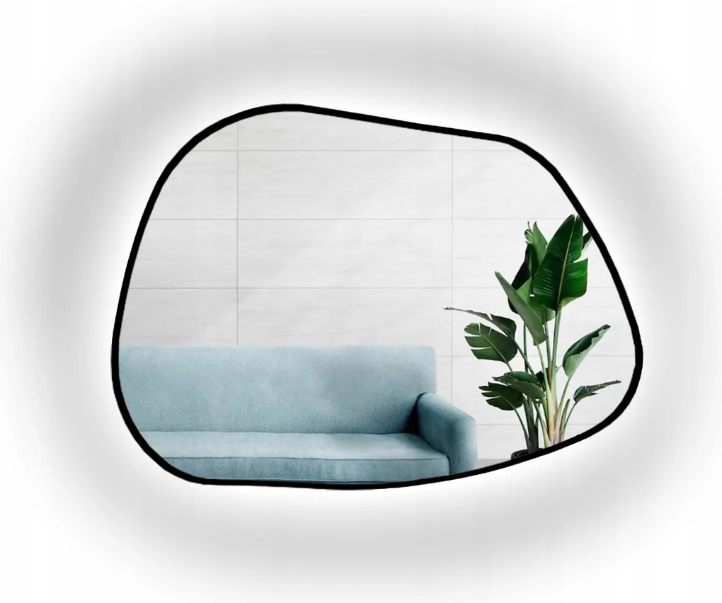 Nepravidelné zrkadlo Bazalt v čiernom ráme s Led podsvietením 180X130